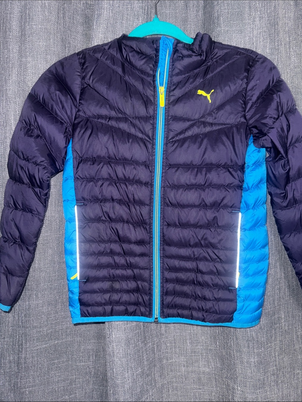 Puma Navy and Bright Blue Jacket with Yellow Logo
